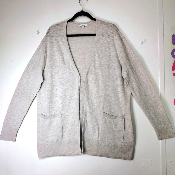 Madewell women's open front cardigan, lightweight,cotton blend,size L, pockets. - Picture 2 of 16
